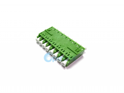 8-портовый оптоволоконный адаптер LC / APC, одномодовый оптоволоконный адаптер из зеленого пластика без фланца